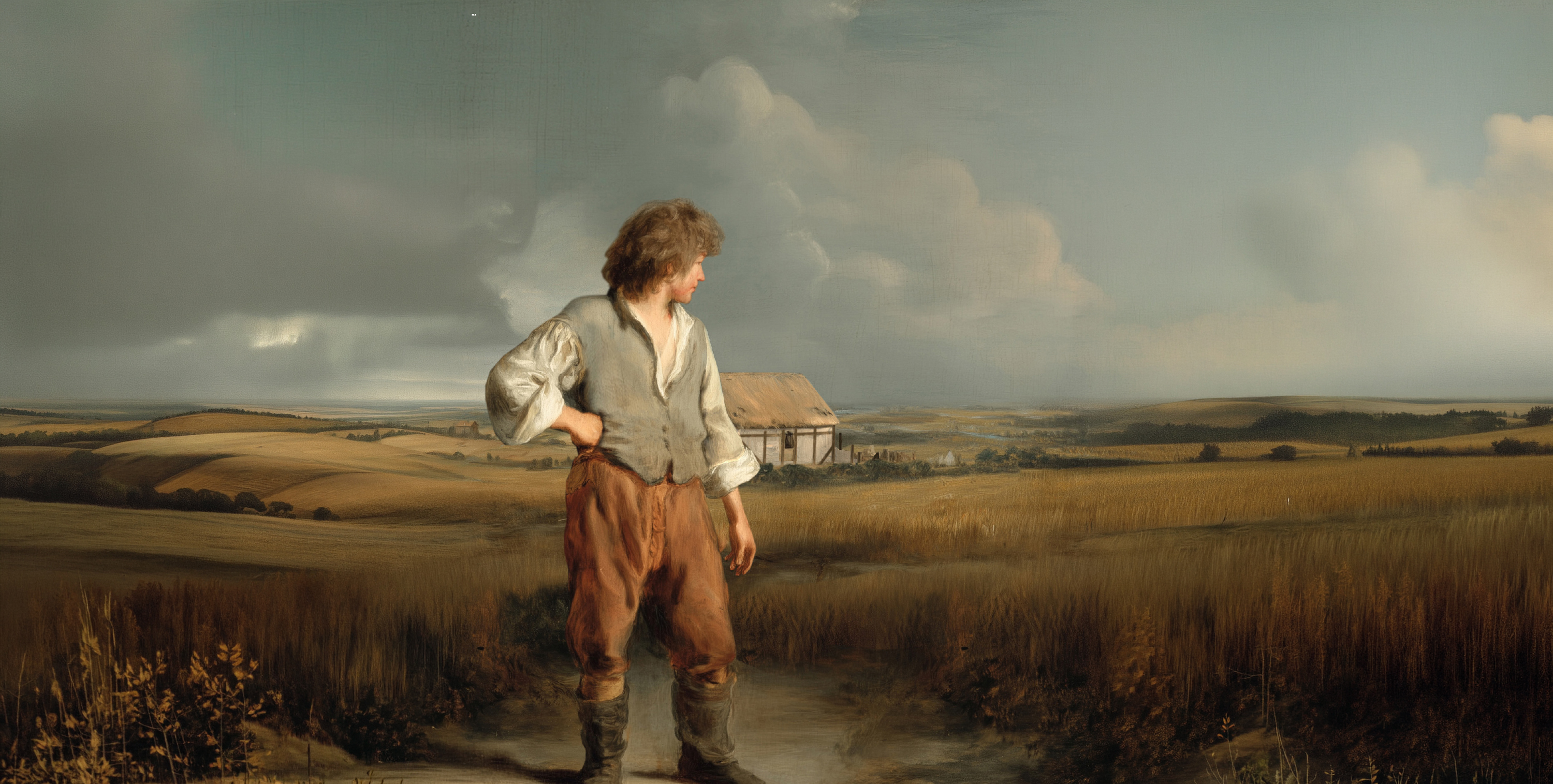 Bonde kigger mod sin gård